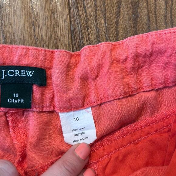 J.Crew 100% linen coral Bermuda short size 10 - Picture 4 of 9